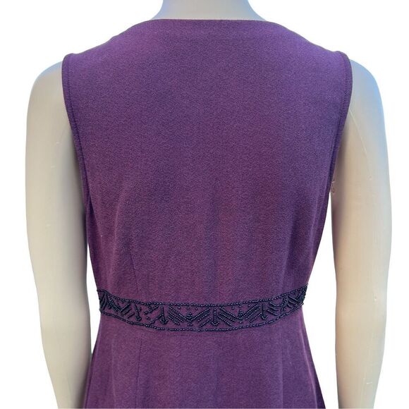 Abercrombie & Fitch Dress Women's Small Maroon Beaded Aztec Sleeveless Tie Neck - Picture 8 of 16